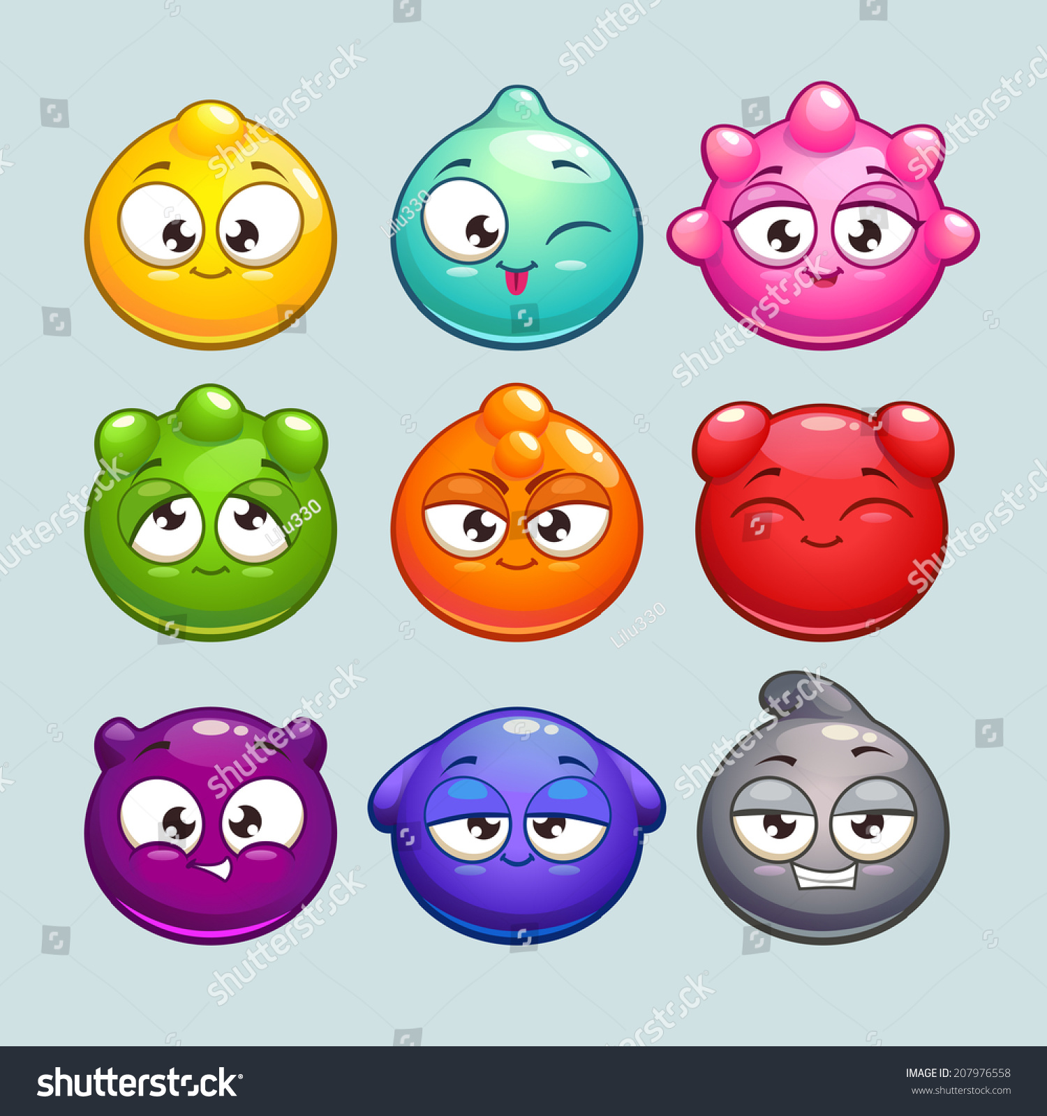 Cute Cartoon Jelly Characters Simple Round Stock Vector (Royalty Free ...