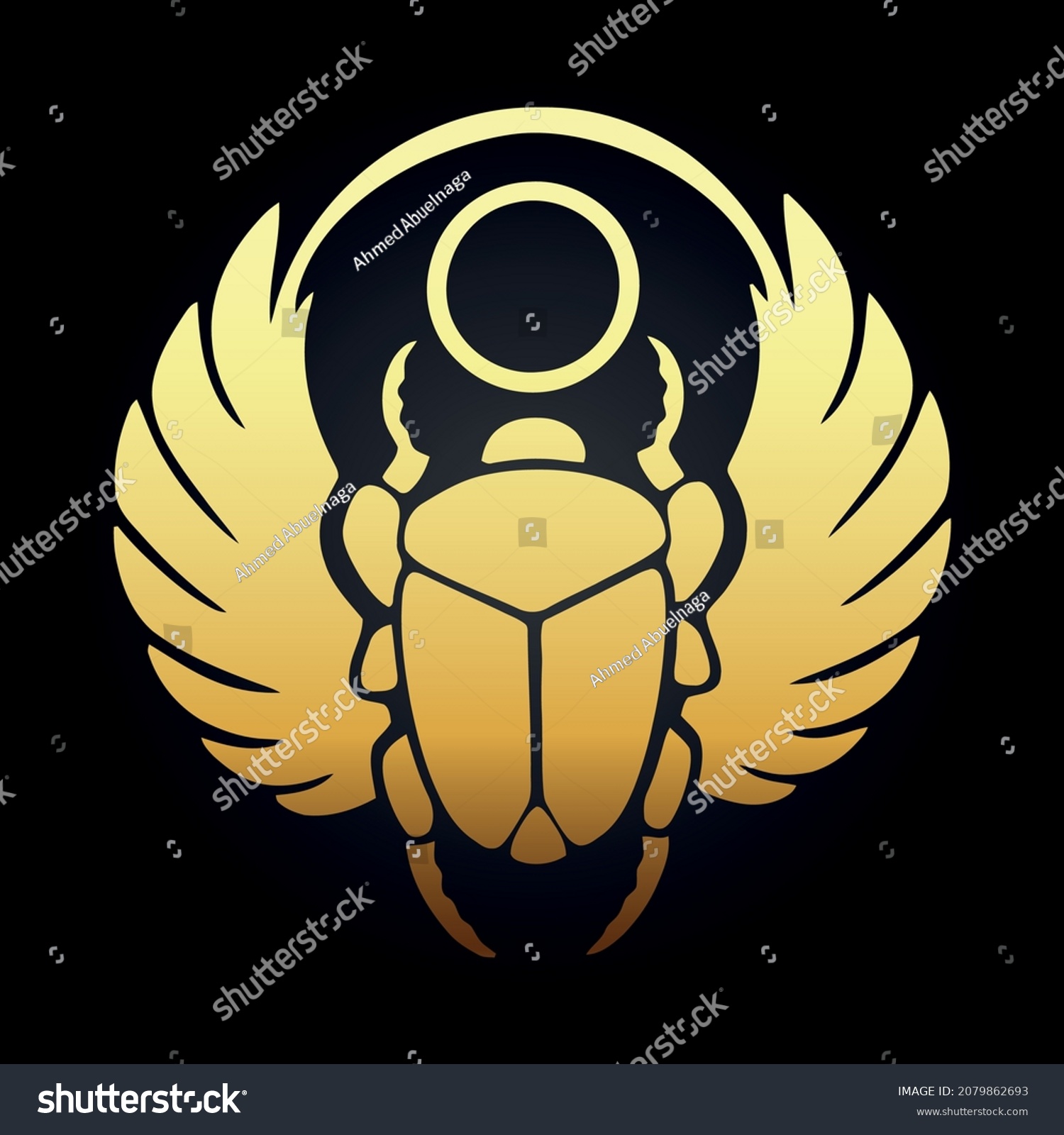 Golden Egyptian Scarab Beetle Art Sign Stock Vector (Royalty Free ...