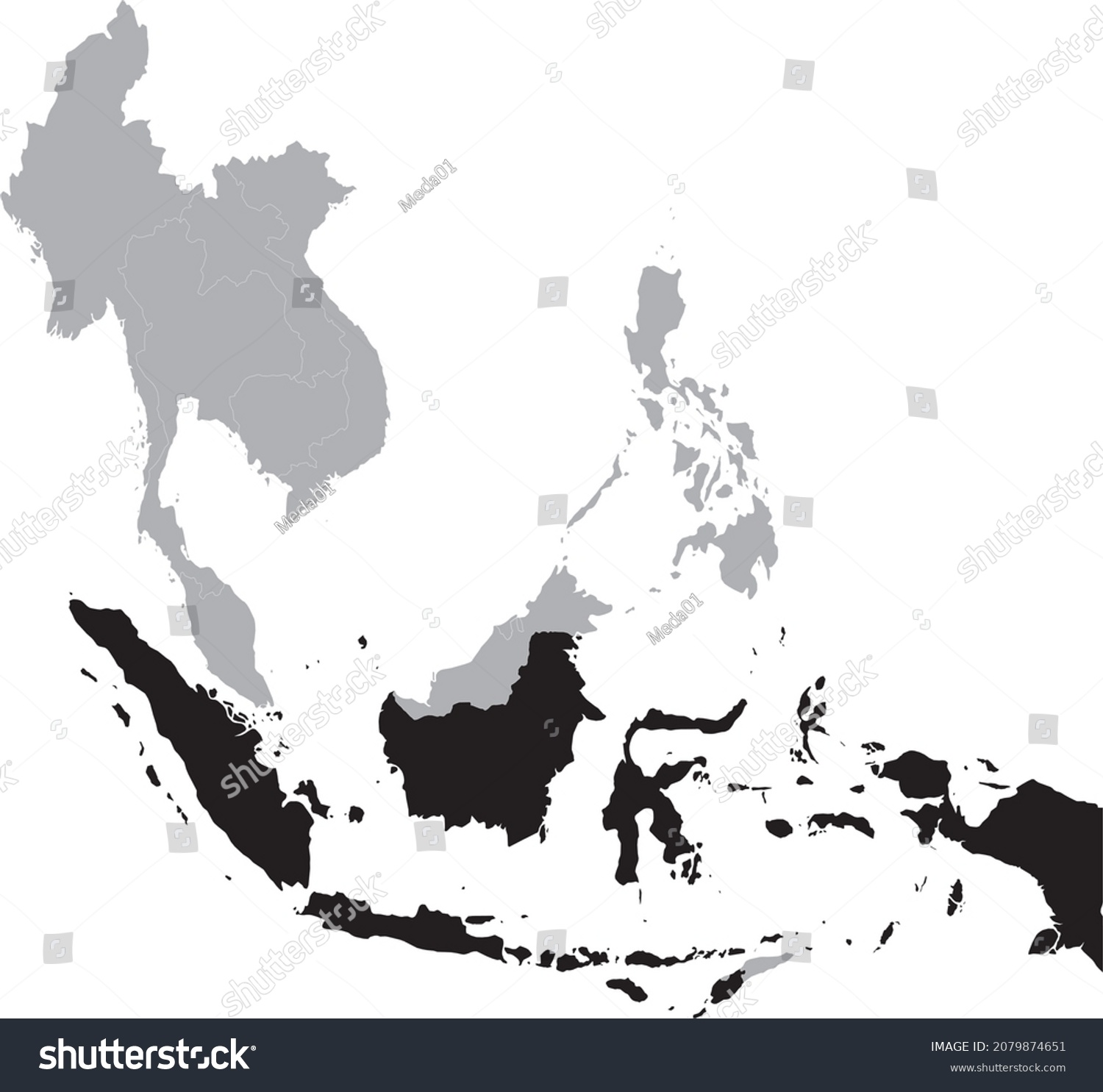 Black Map Indonesia Inside Gray Map Stock Vector (Royalty Free ...