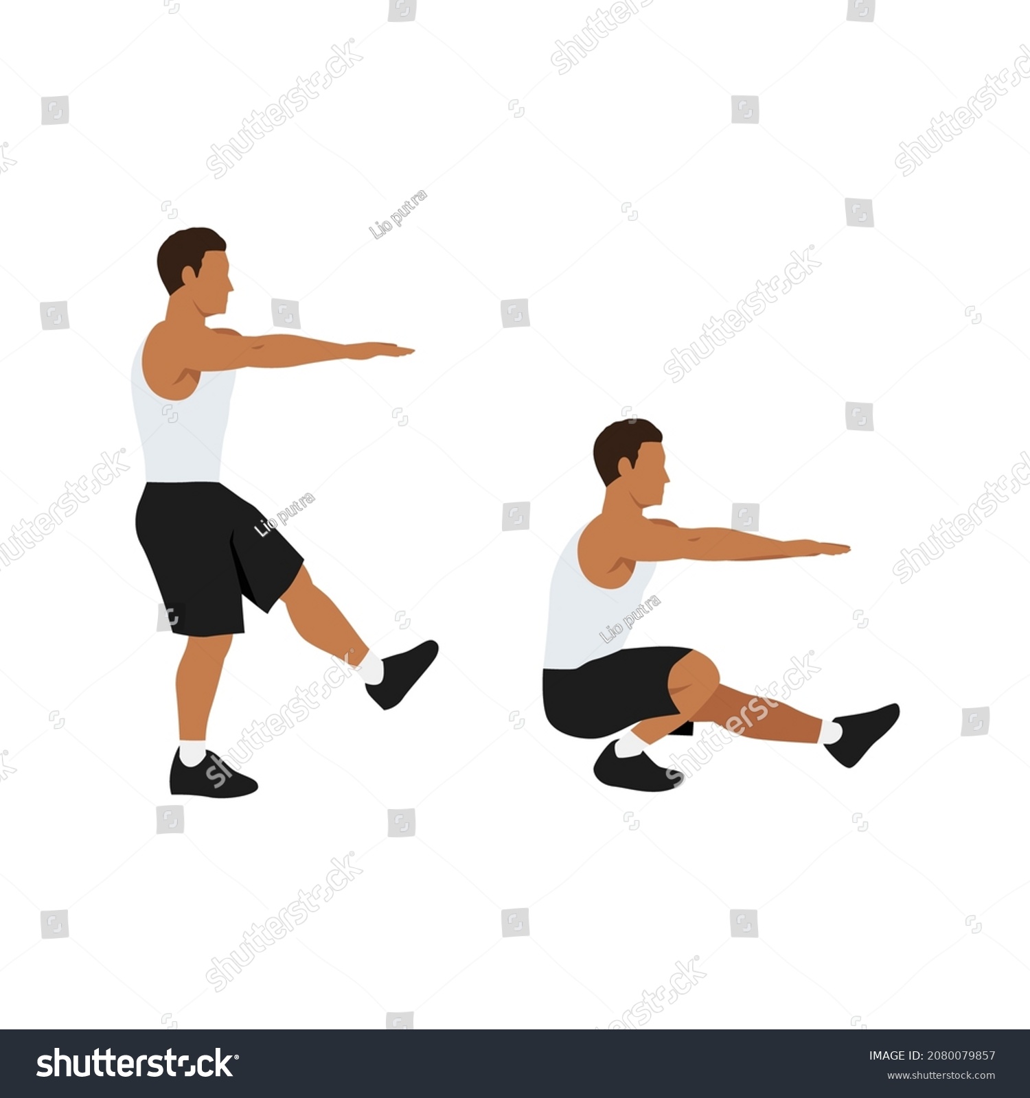 Man Doing Pistol Single Leg Extended Stock Vector (Royalty Free ...