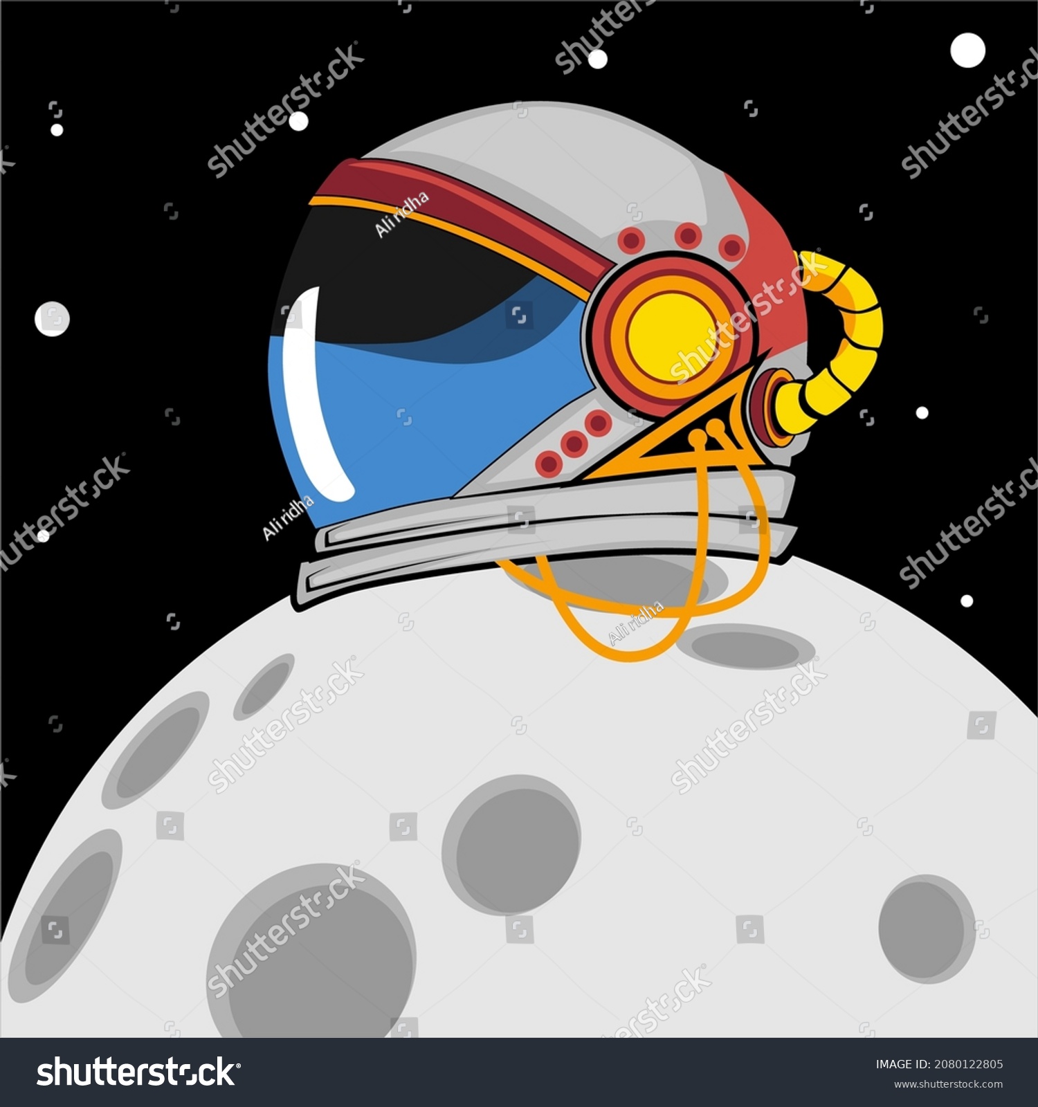 Astronaut Helmet Floating Space Stock Vector Royalty Free Shutterstock