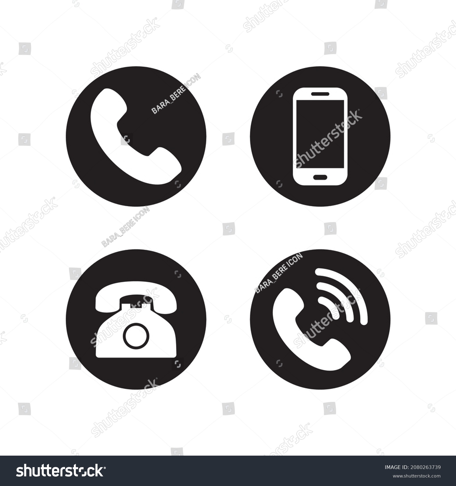 Phone Icon Set Call Icon Vector Stock Vector (Royalty Free) 2080263739 ...