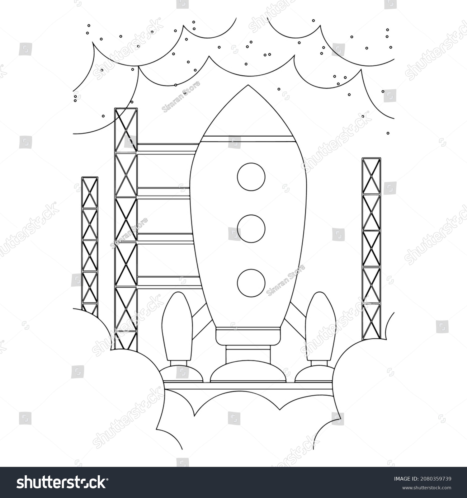 Coloring Page Outline Cartoon Rocket Astronaut Stock Vector (Royalty ...