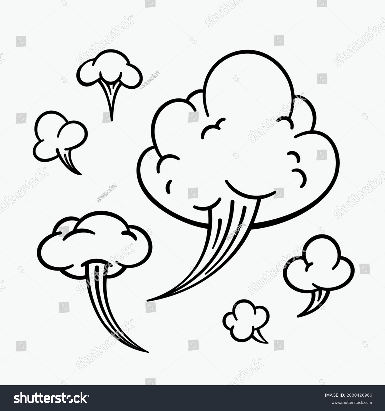 Comic Clouds Cartoon Vector Clouds Line Stock Vector (Royalty Free ...