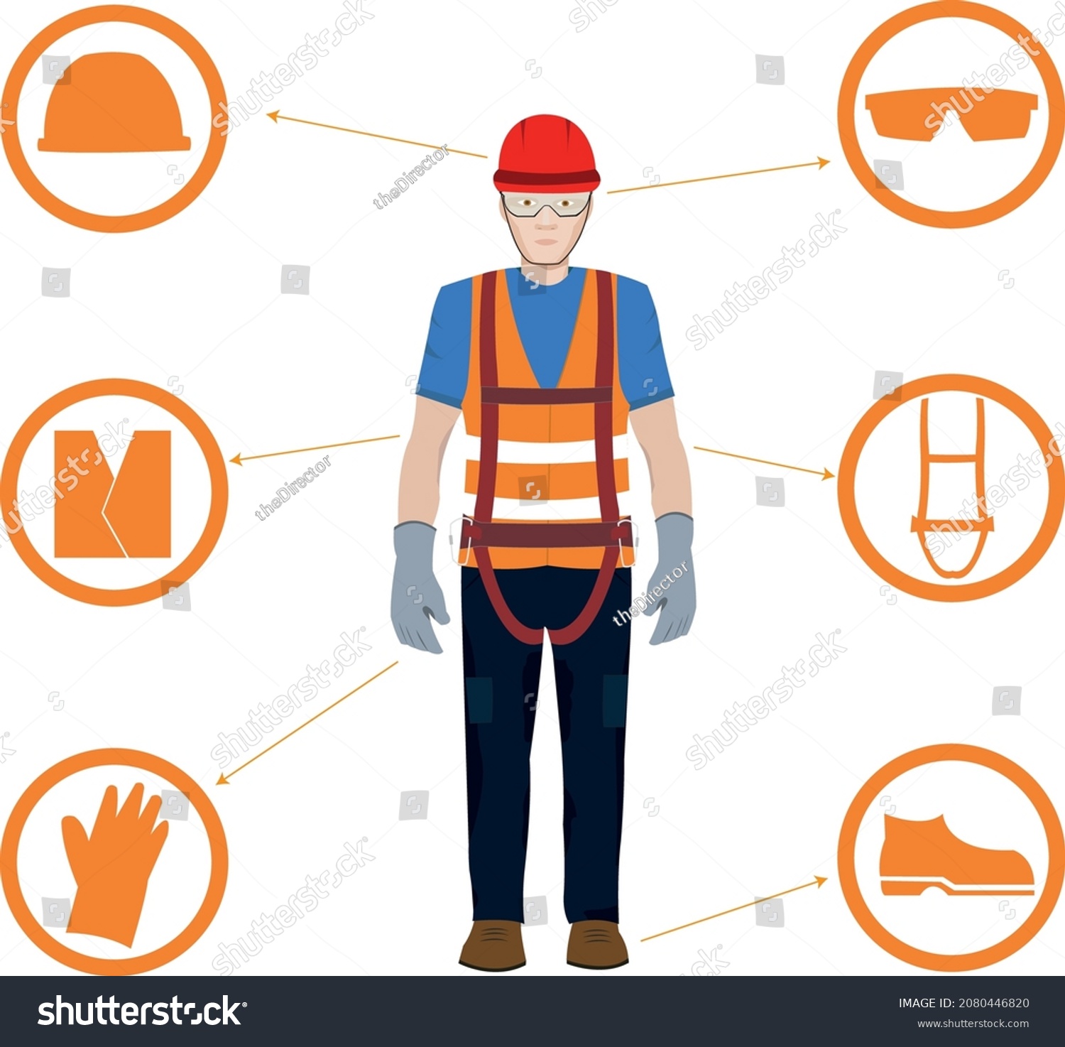 Worker Personal Protective Equipments Safety Icons Stock Vector ...