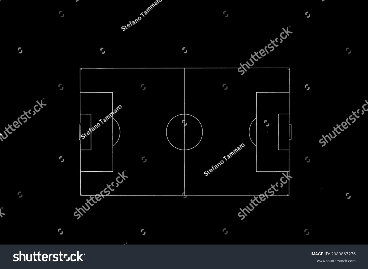 Black White Illustration Soccer Field Stock Illustration 2080867276