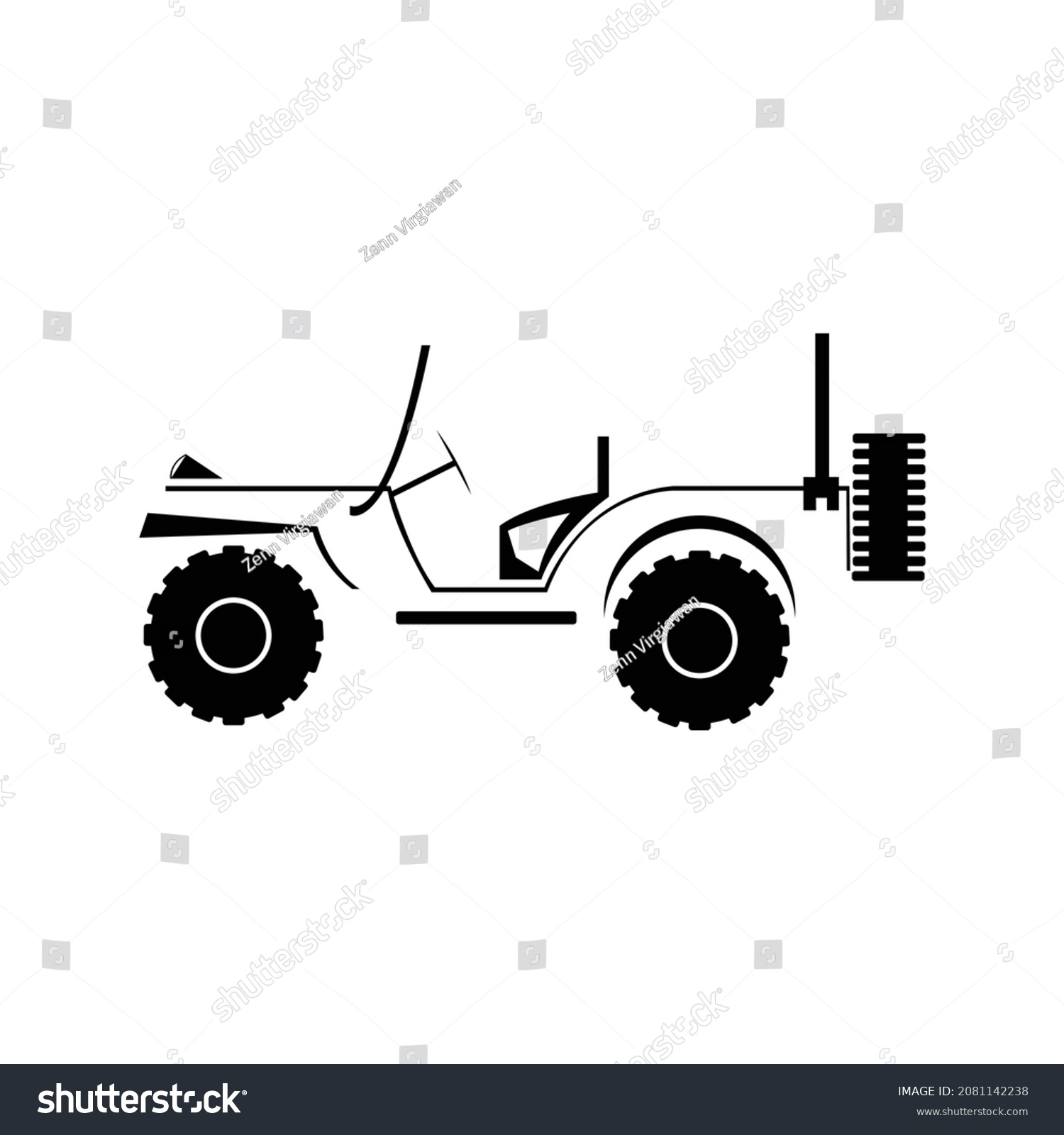 Vector Simple Black Minimalist Jeep Car Stock Vector (royalty Free 