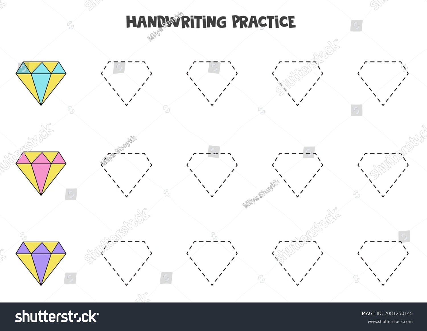 Tracing Contours Kids Cute Colorful Diamonds Stock Vector (Royalty Free
