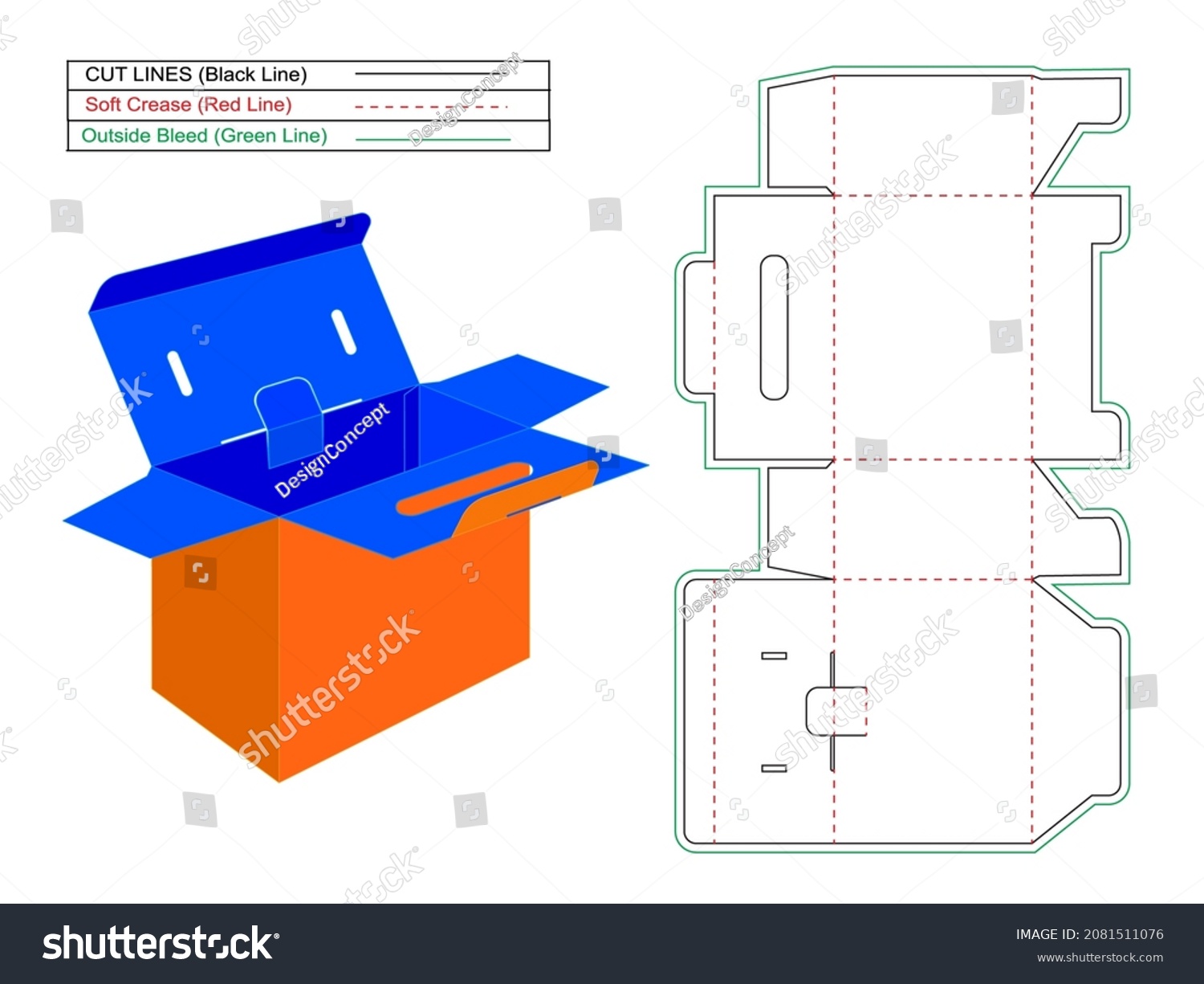 Battery Box Corrugated Cartoon Box Dieline Stock Vector (Royalty Free ...