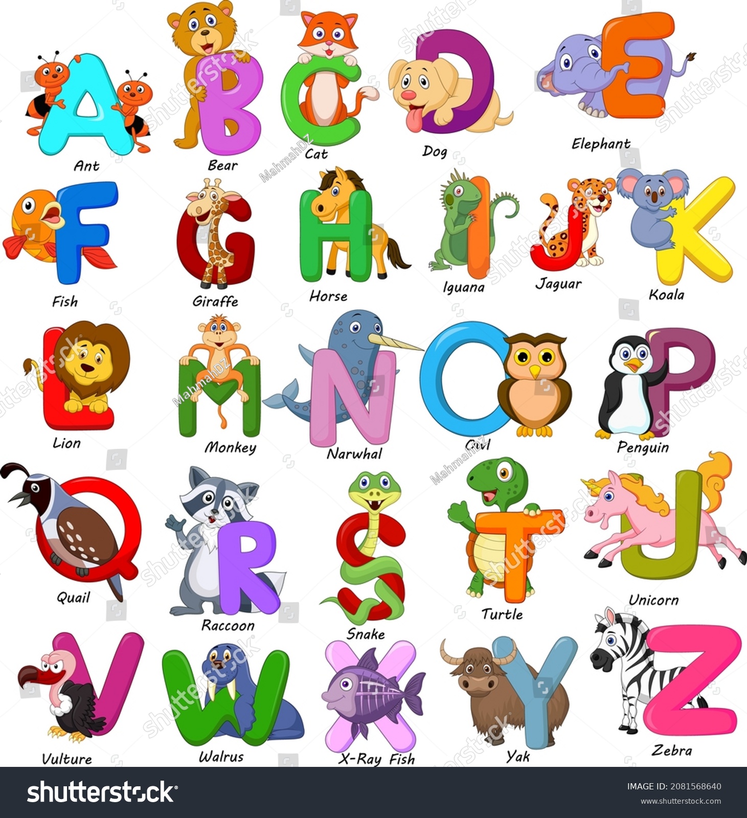 Alphabet Animals Clip Art 26 Vector Stock Vector (Royalty Free ...