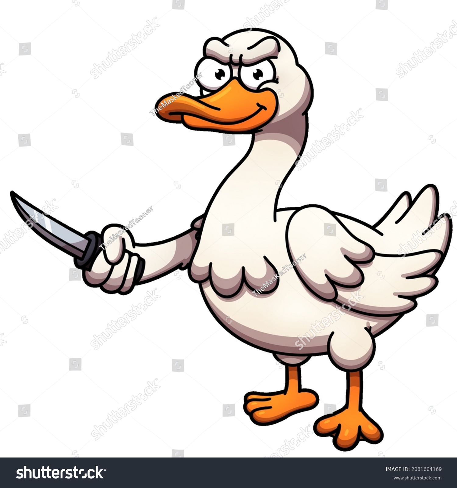 Cartoon Goose Holding Knife Vector Illustration Stock Vector (Royalty ...