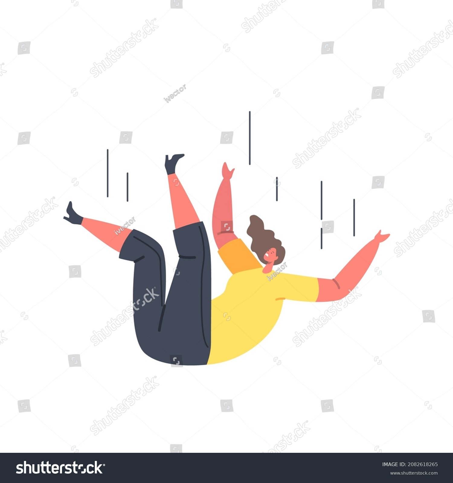 Unhappy Woman Falling Down Sad Depressed Stock Vector (Royalty Free ...