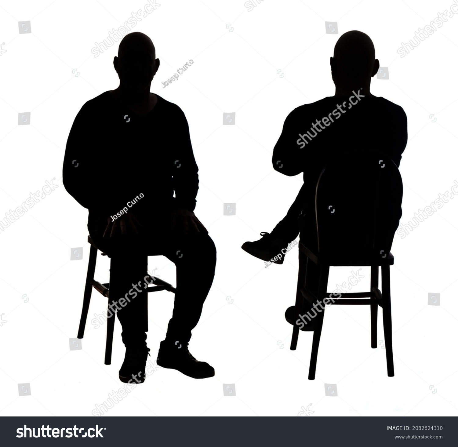 Front Back View Silhouette Man Sitting Stock Photo 2082624310 ...