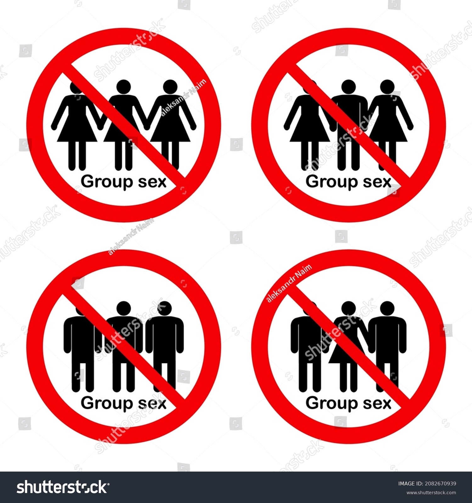 No Group Sex Red Round Prohibition Stock Vector Royalty Free 2082670939 Shutterstock 
