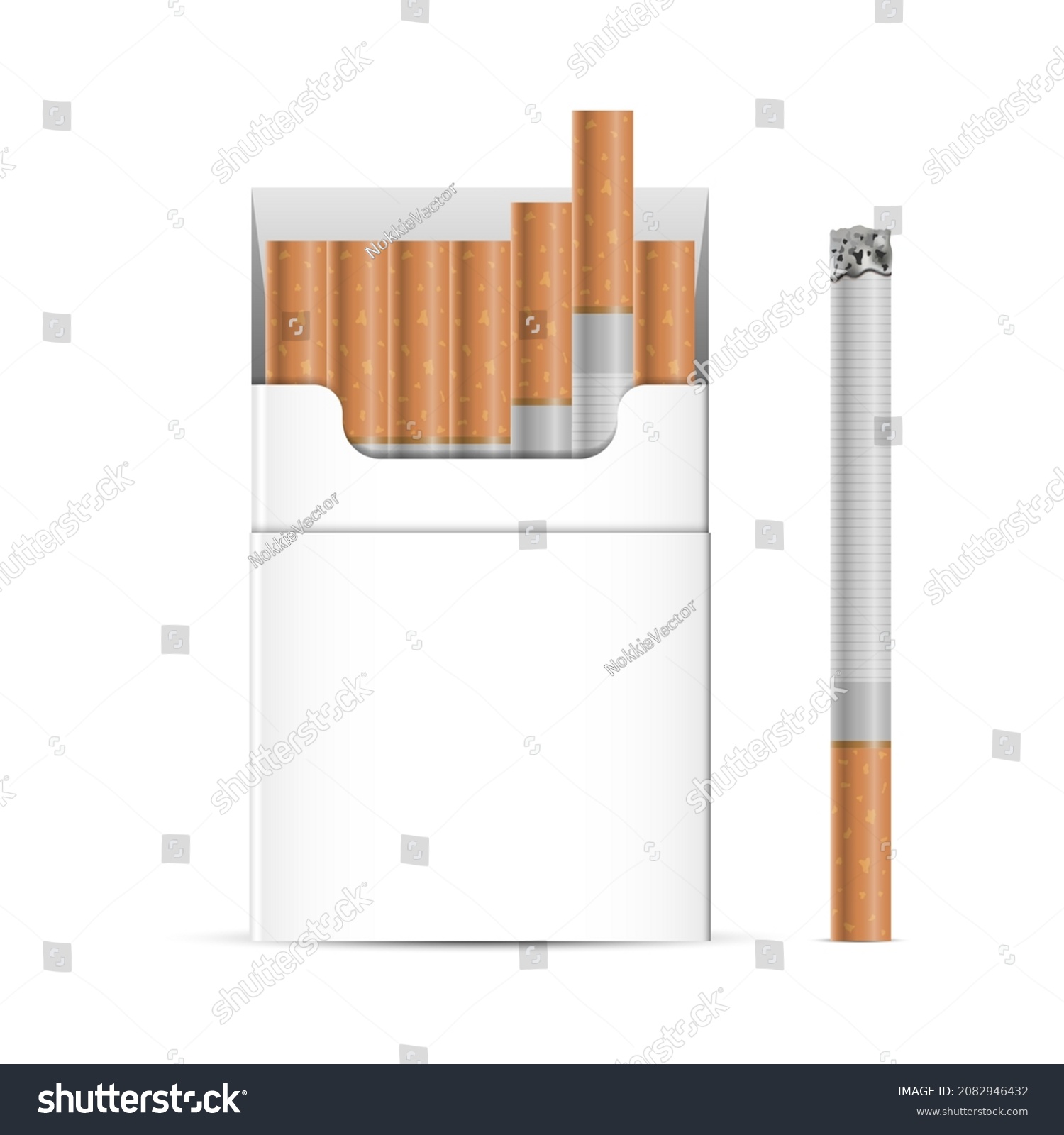 Cigarettes Box Package Mockup Template Isolated Stock Vector Royalty   Stock Vector Cigarettes Box Package Mockup Template Isolated On White Background Vector Illustration 2082946432 