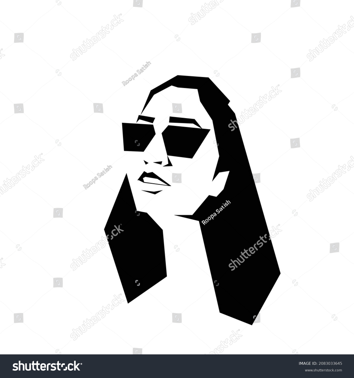 Portrait Indian Woman Sunglasses Stock Vector (Royalty Free) 2083033645 ...