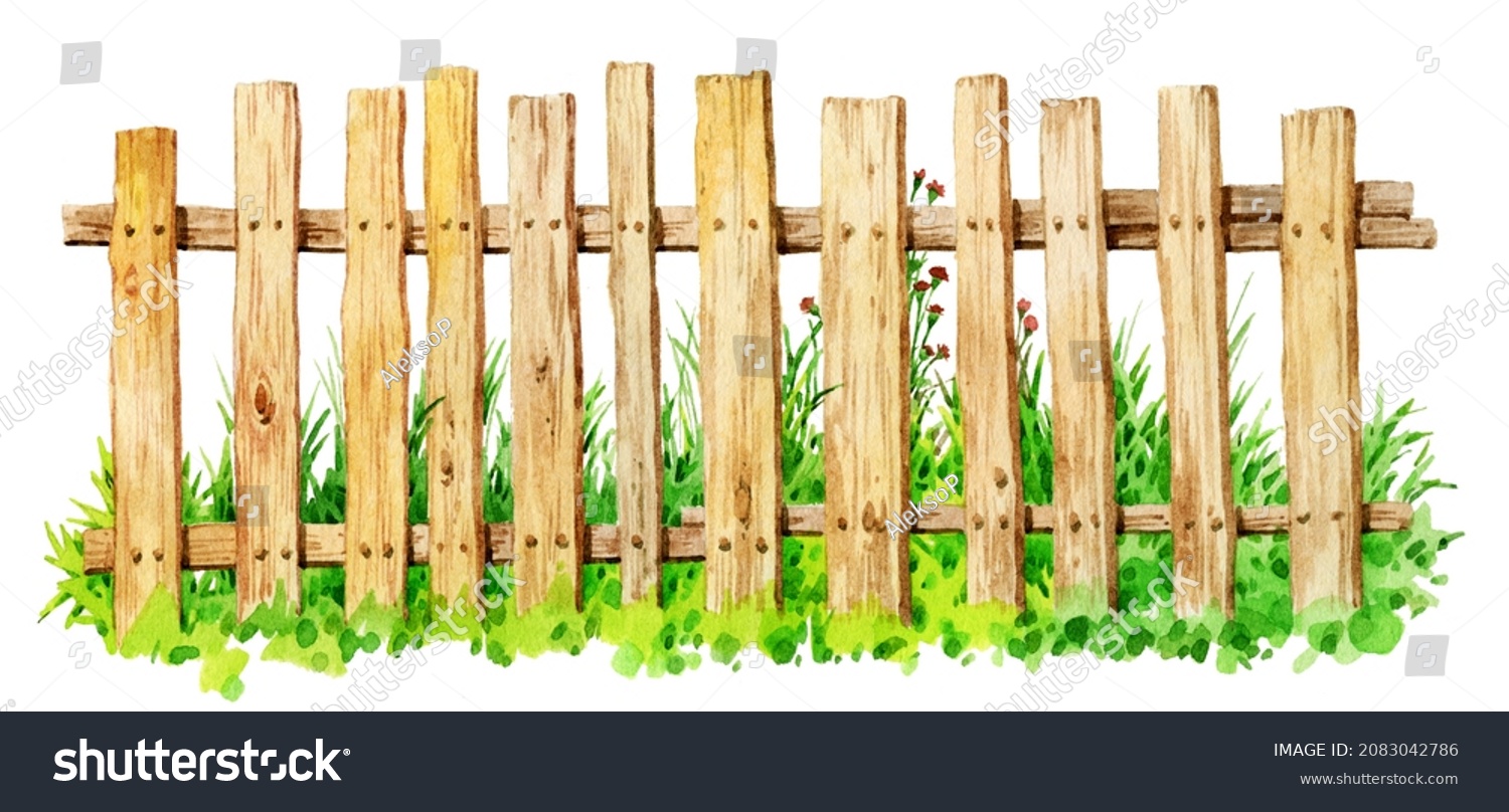 Fence Made Wooden Boards On Background Stock Illustration 2083042786