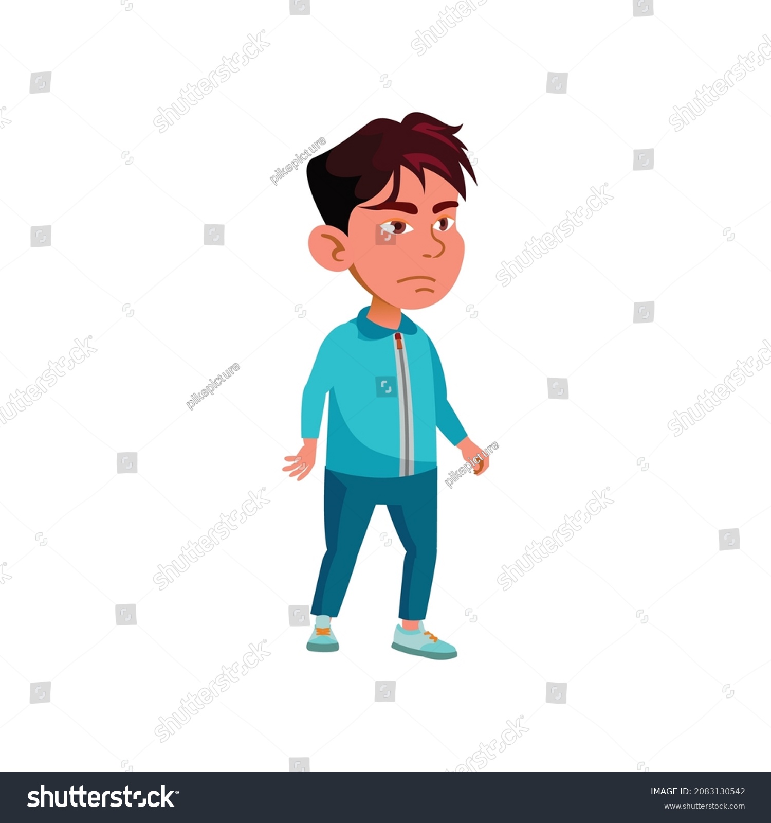 Sad Boy Going Kindergarten Cartoon Vector Stock Vector (Royalty Free ...