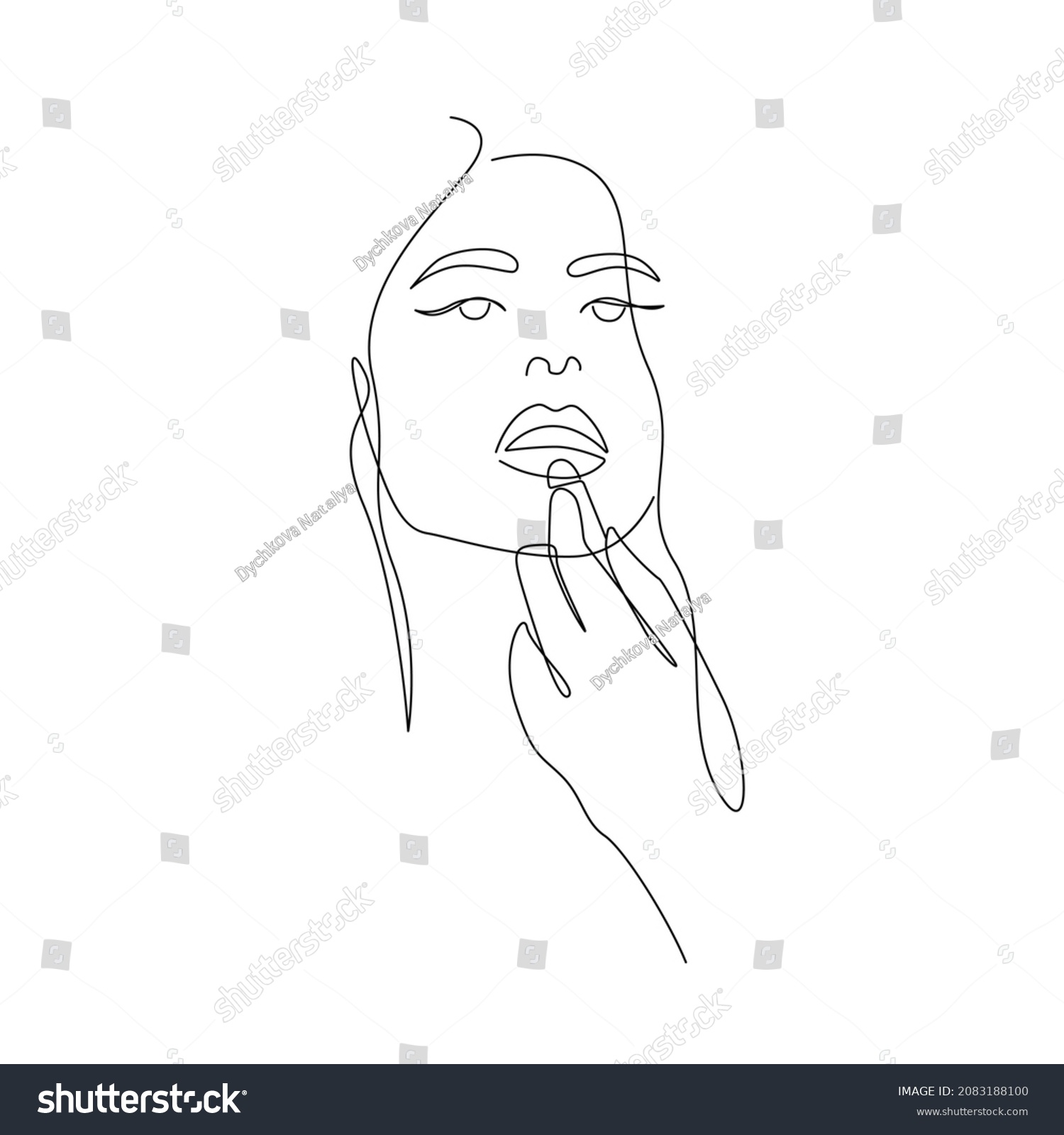 Continuous Line Drawing Woman Head Line Stock Illustration 2083188100 ...