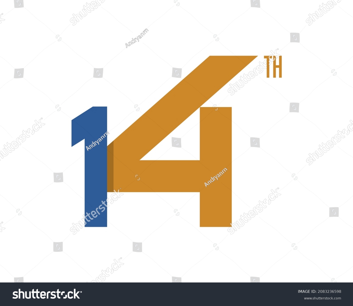 14th Anniversary Logo Design Birthday Number Stock Vector (Royalty Free ...