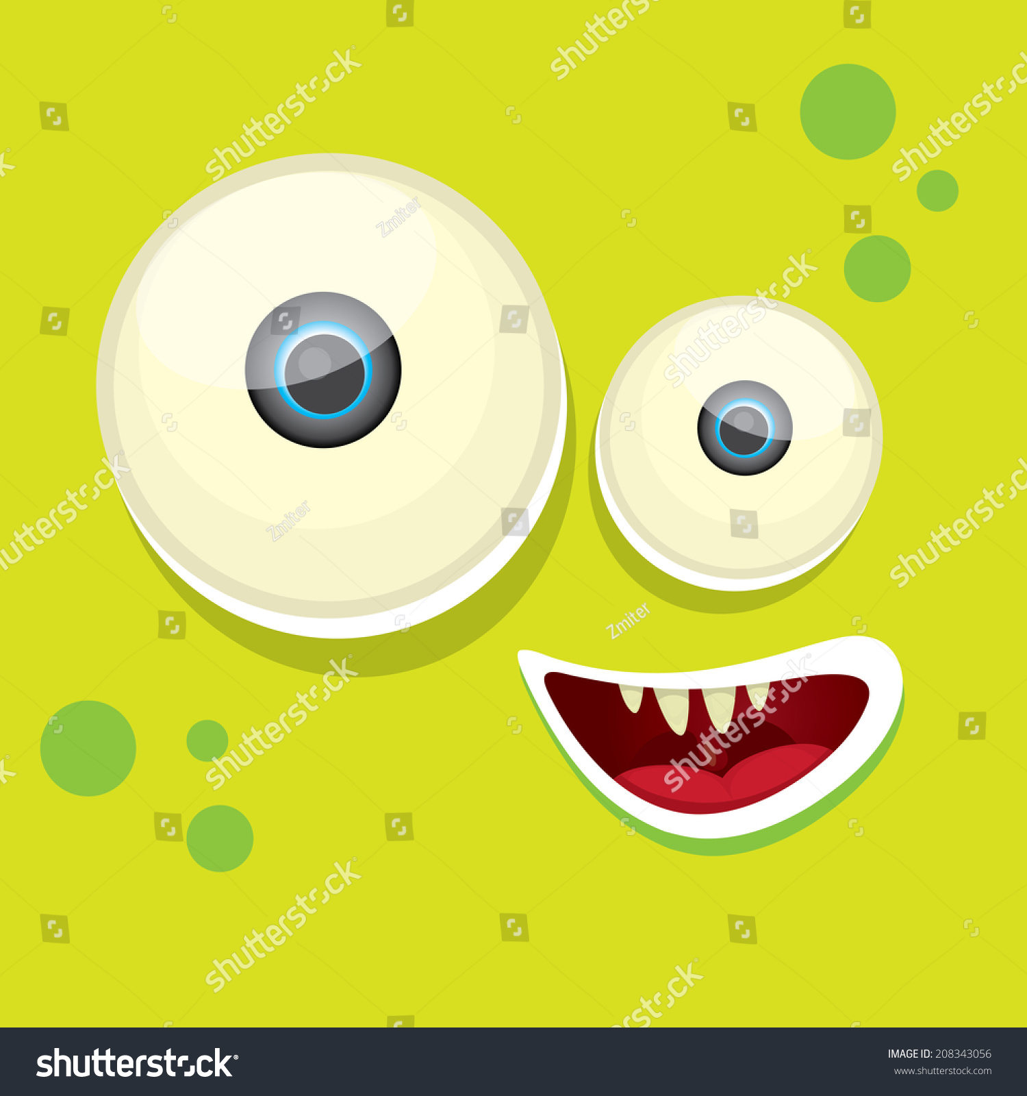 Vector Green Monster Face Stock Vector Royalty Free 208343056 Shutterstock 