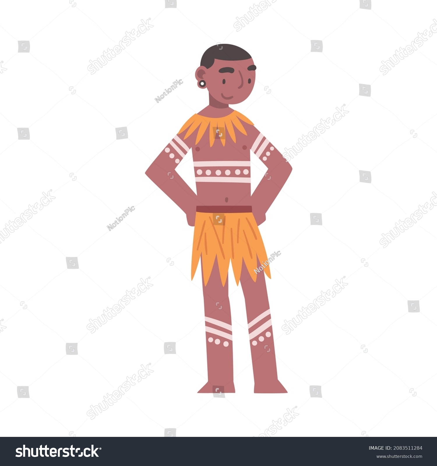 Barefoot African Aboriginal Man Character Dressed Stock Vector (Royalty ...