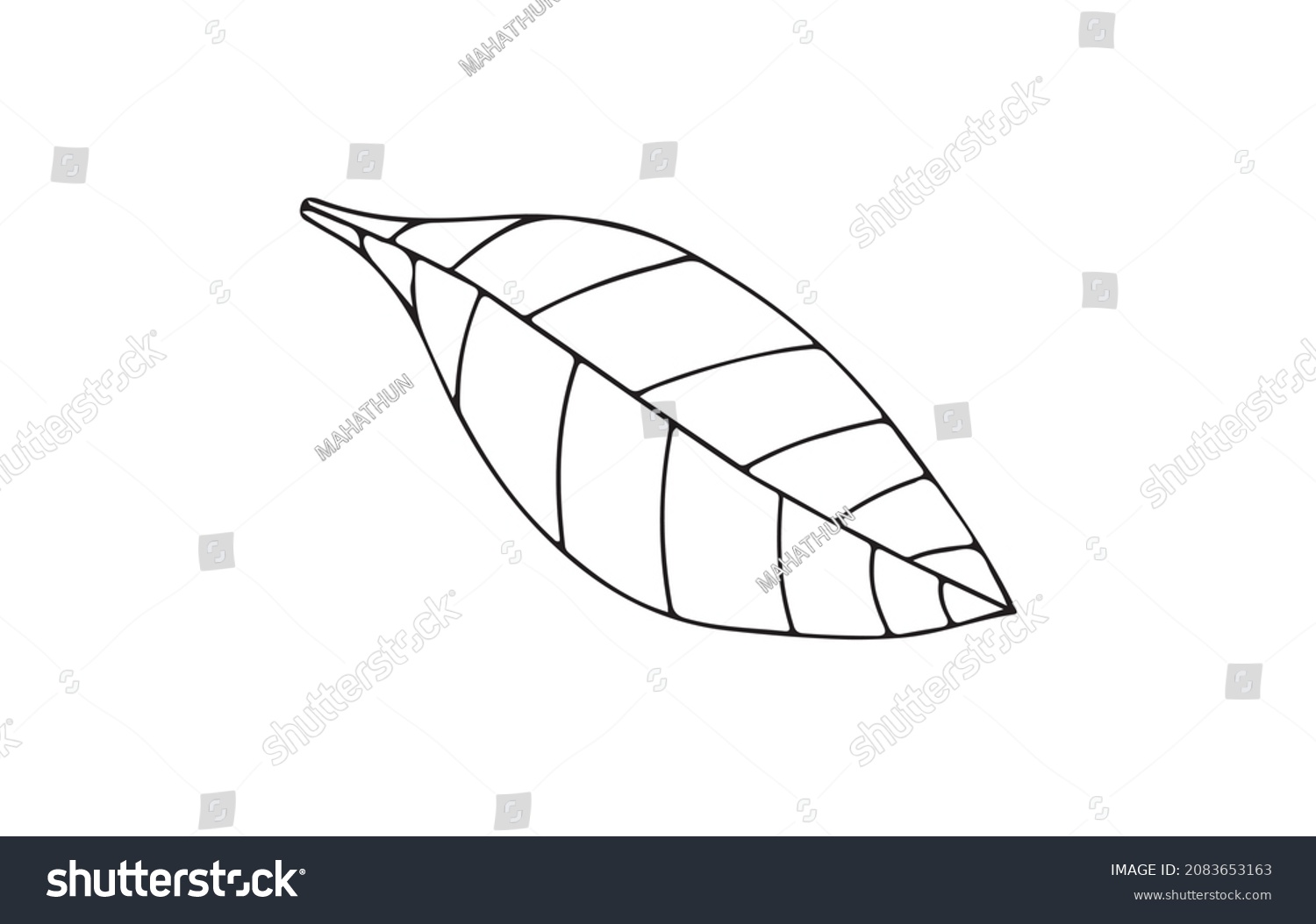 Leaf Black Outline Vector Icon Editable Stock Vector (Royalty Free