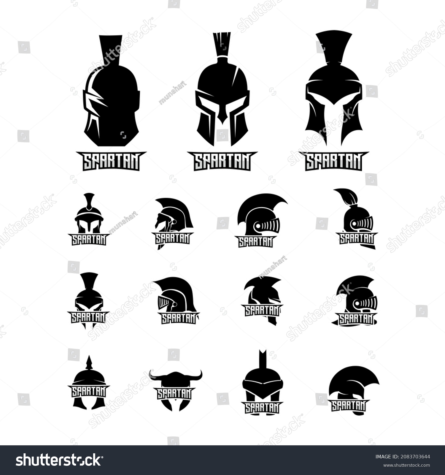 Set Spartan Helmet Logo Design Vector Stock Vector (Royalty Free ...