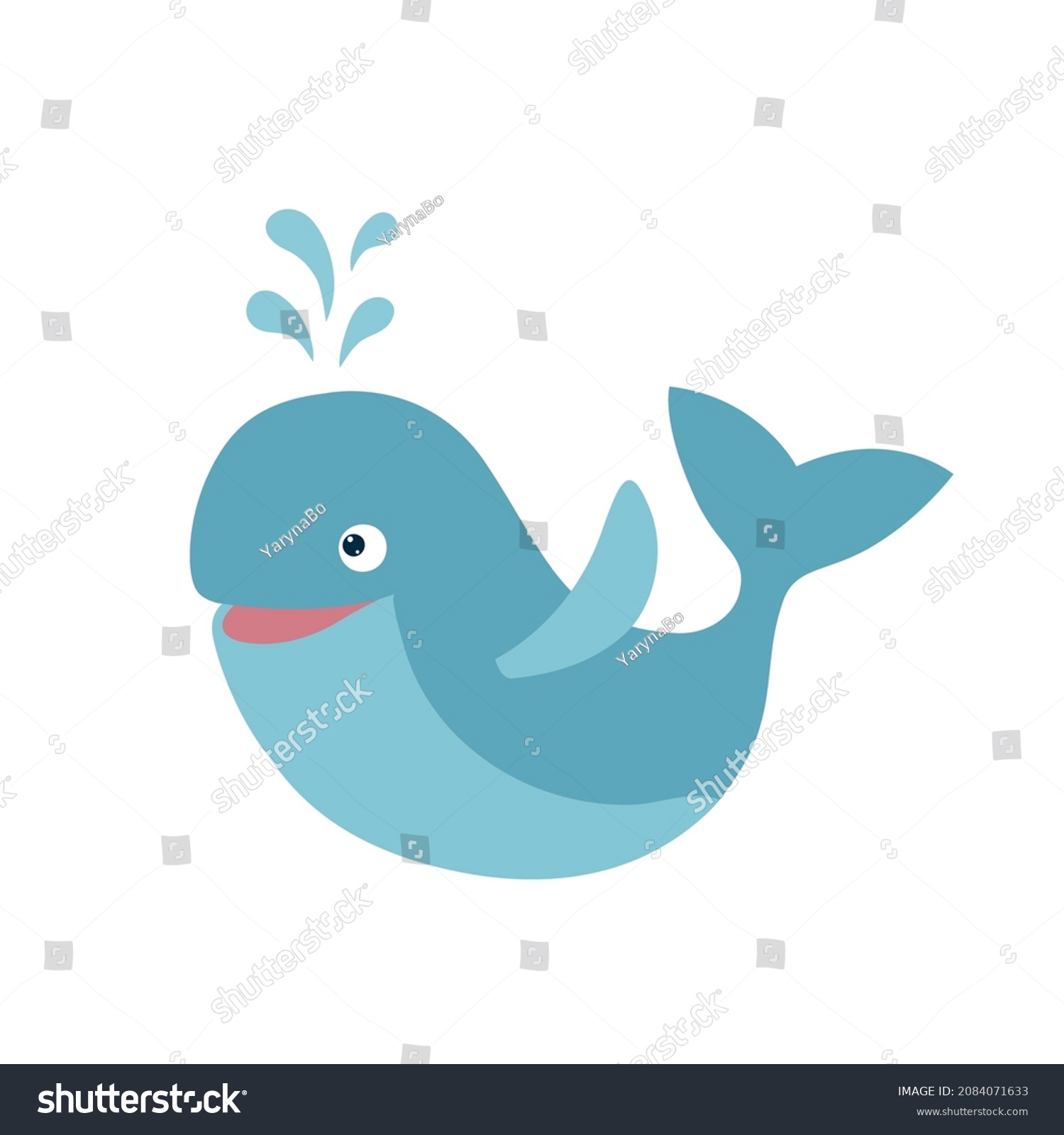 Cartoon Smiling Whale Marine Life Animal Stock Vector (Royalty Free ...