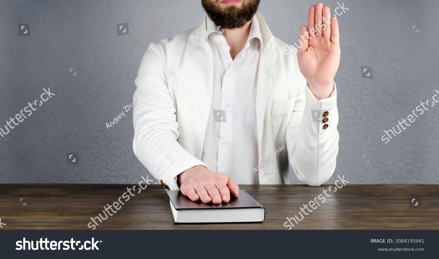 Oath Witness Hand On Bible Man Stock Photo 2084195941 | Shutterstock