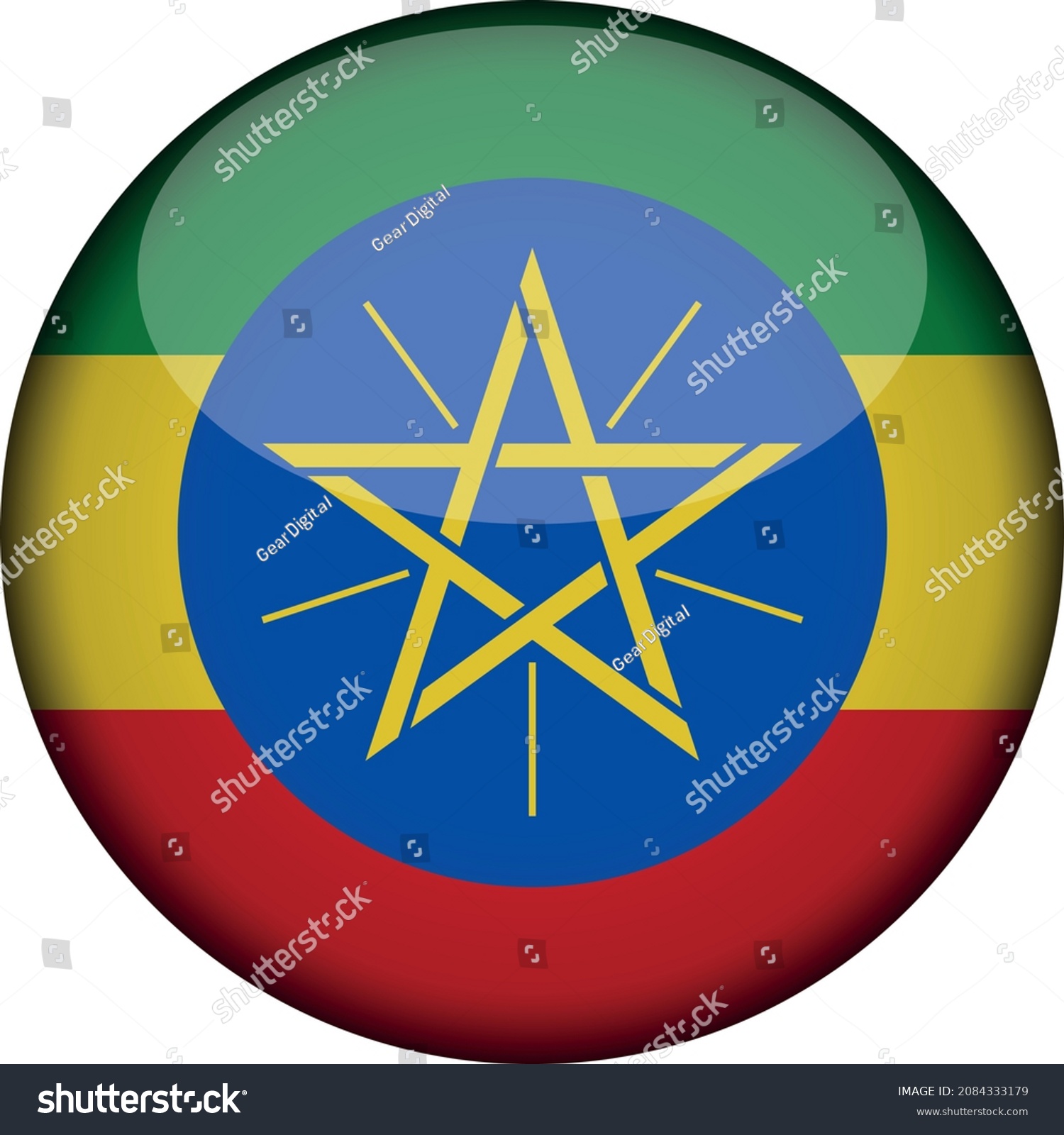 3d Round Flag Vector Ethiopia Africa Stock Vector (Royalty Free ...