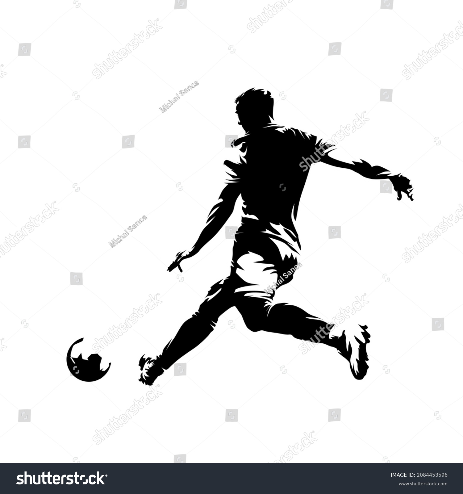 Soccer Player Kicking Ball Abstract Isolated Stock Vector (Royalty Free ...