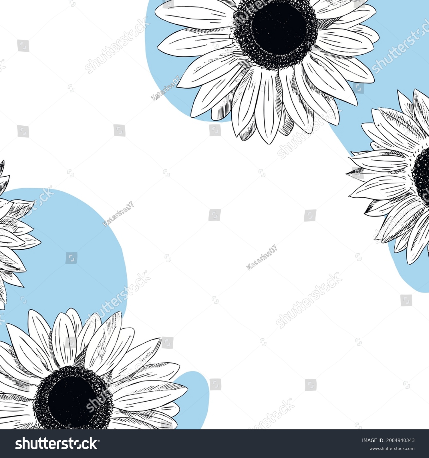 Background Illustration Outline Sunflower Flowers Vector Stock Vector