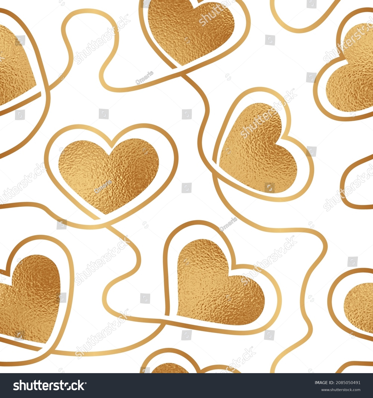 Heart Seamless Pattern Gold Hearts Design Stock Vector (royalty Free 