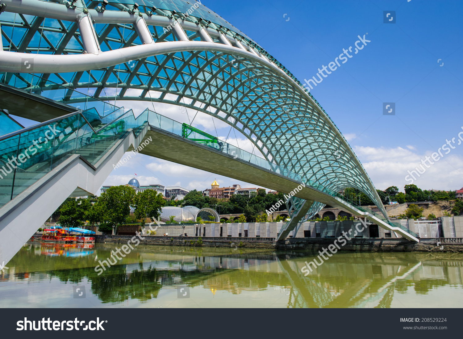 Bridge Peace Tbilisi Geaorgia Bowshaped Pedestrian Stock Photo ...