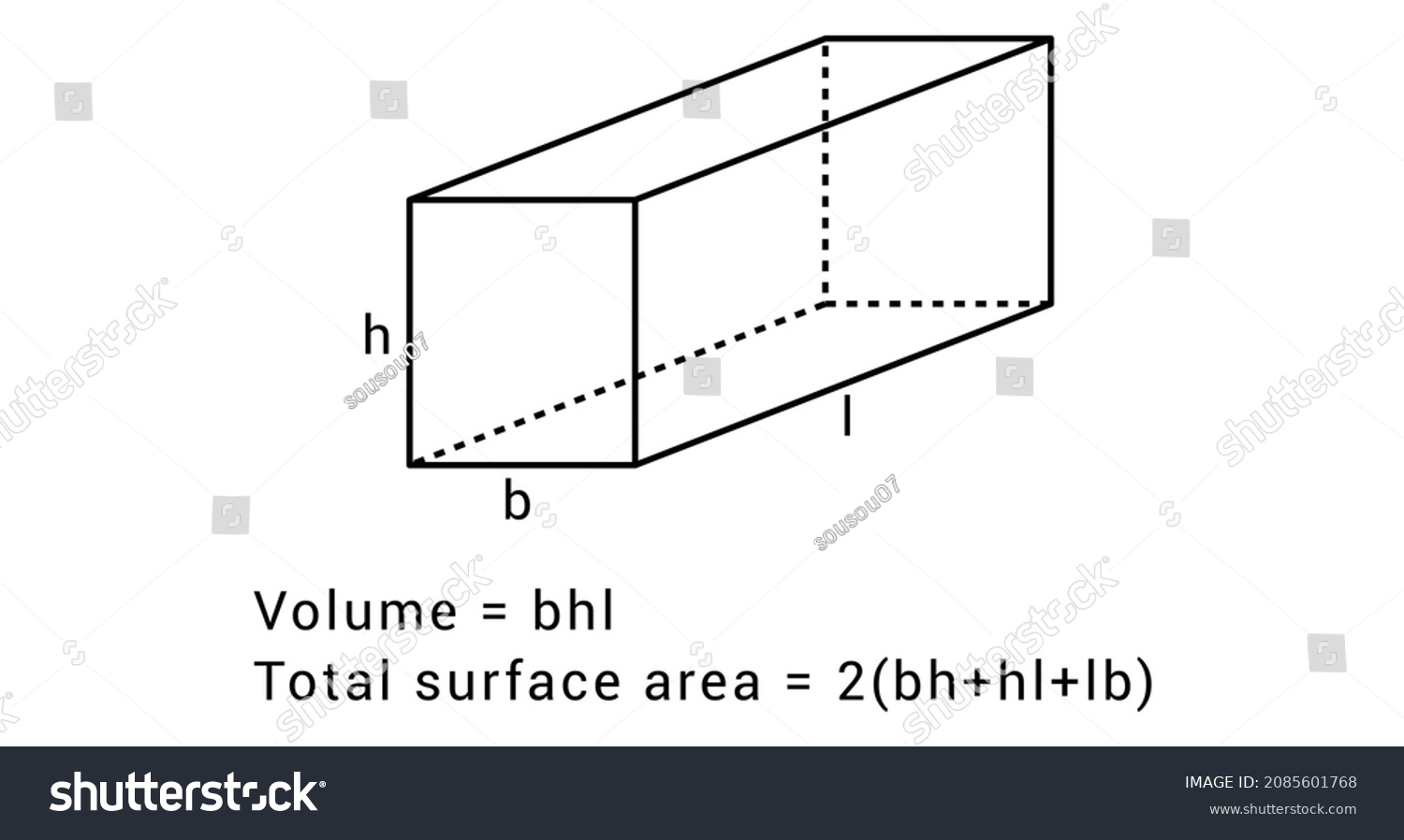 Volume Surface Area Rectangular Prism Stock Vector (Royalty Free ...