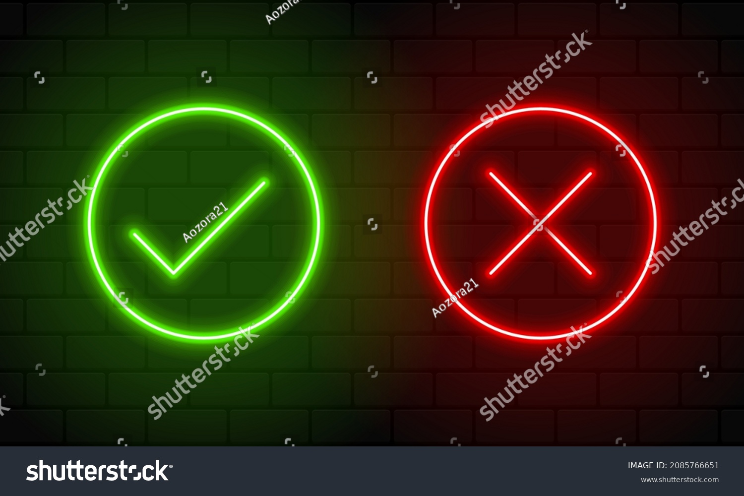 check-mark-cross-mark-neon-style-2085766651-shutterstock