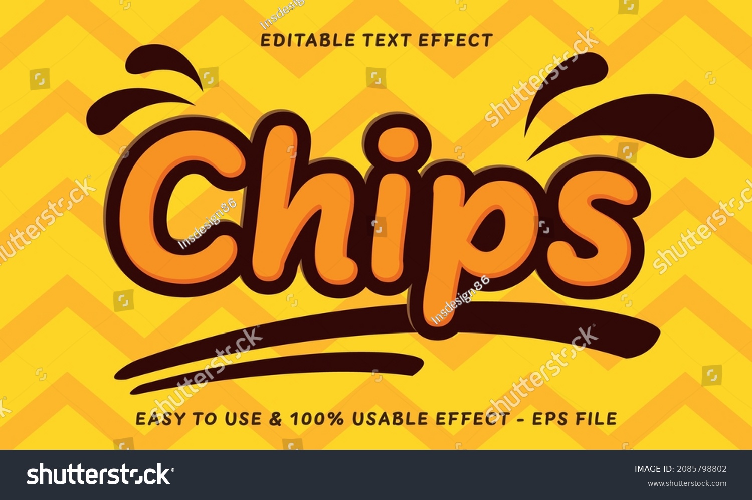 Chips Editable Text Effect Modern Style Stock Vector (Royalty Free ...