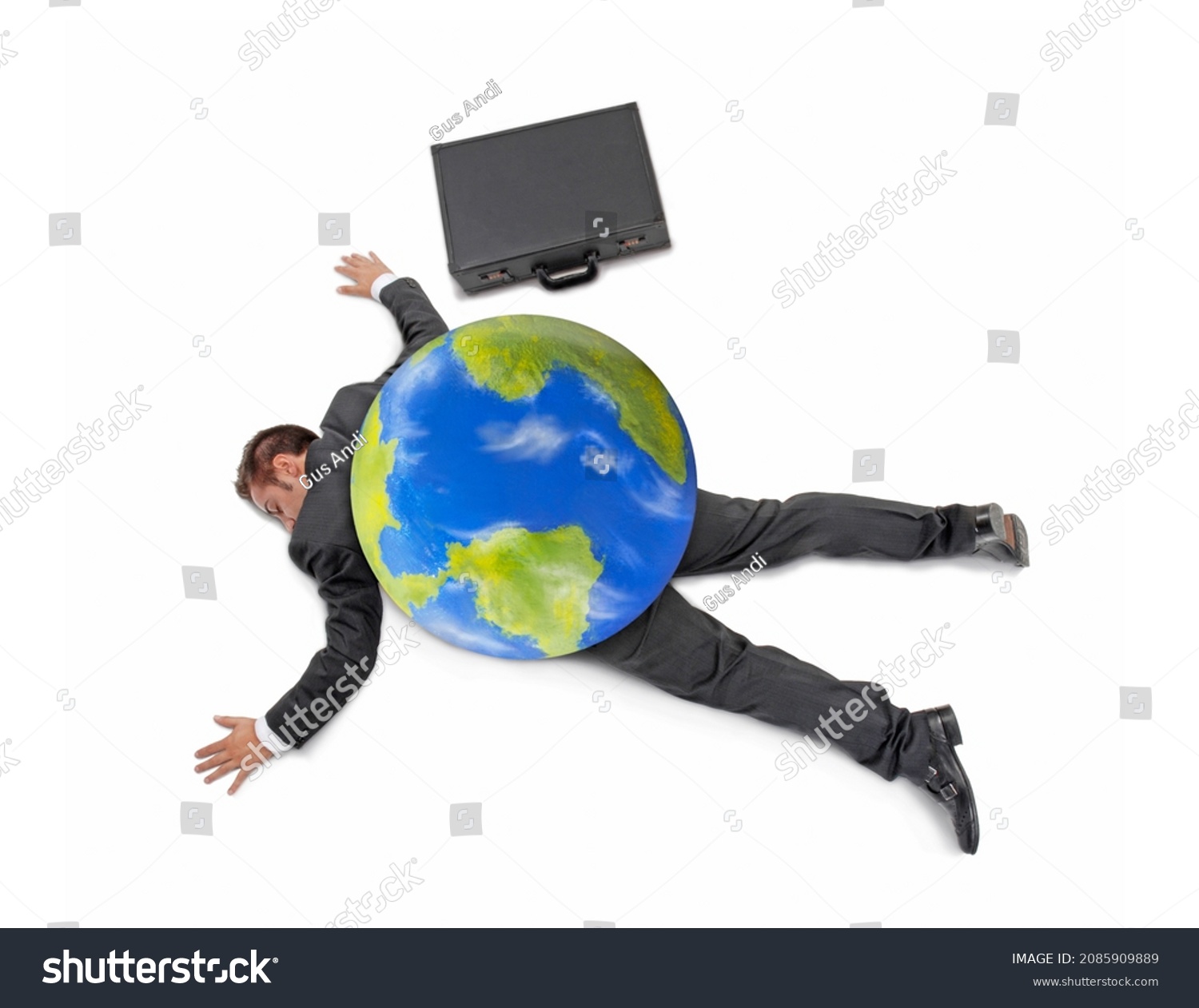 Planet Earth Globe Over Businessman Crushing Stock Photo 2085909889 ...