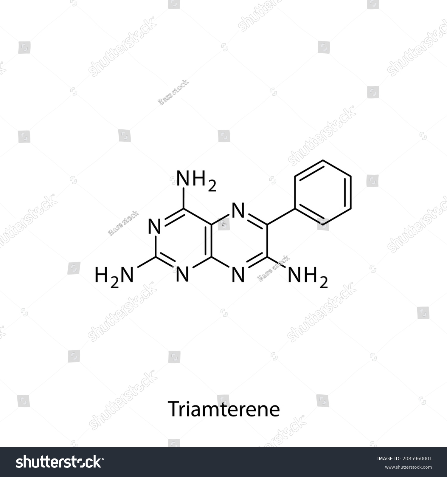 Triamterene Molecular Structure Flat Skeletal Chemical Stock Vector ...