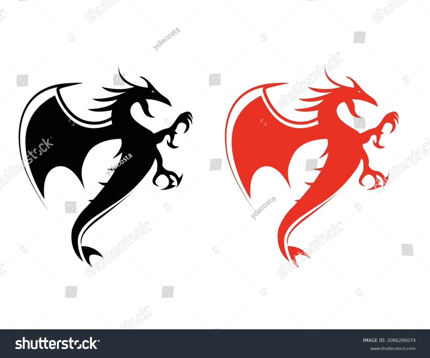 Dragon Silhouette Logo Vector Illustration Stock Vector (Royalty Free ...