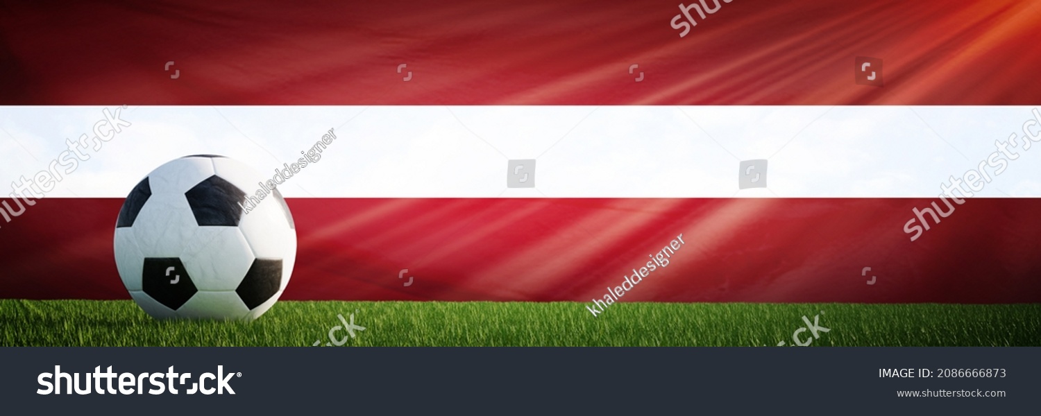 1 167 2022 Latvia Flag Shutterstock   Stock Photo Creative Football Soccer Ball On The Flag Of Latvia Football Background D Rendering 2086666873 