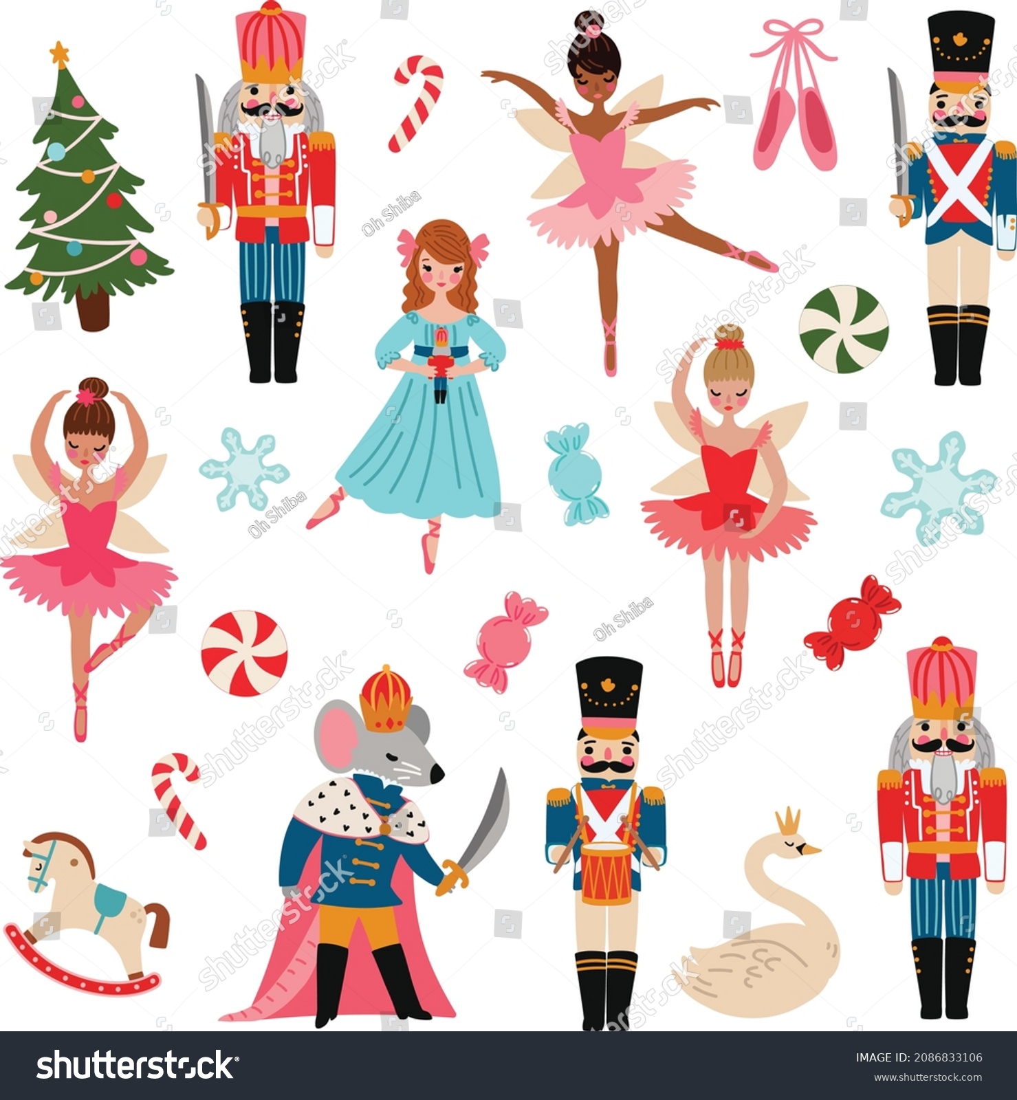 Nutcracker Ballet Vector Illustrations Set Stock Vector (Royalty Free ...