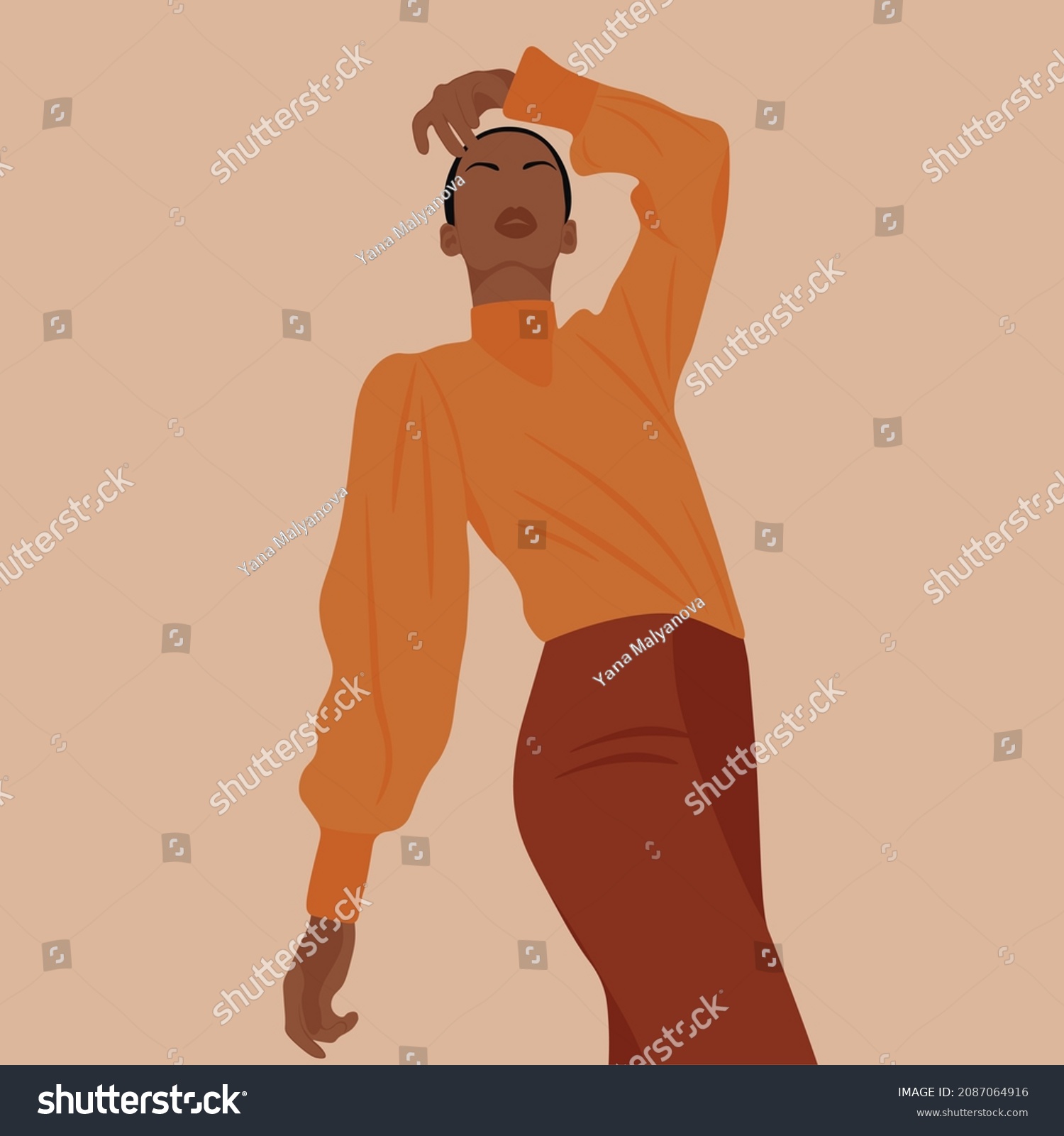 African American Pretty Girl Female Portrait Stock Vector Royalty Free