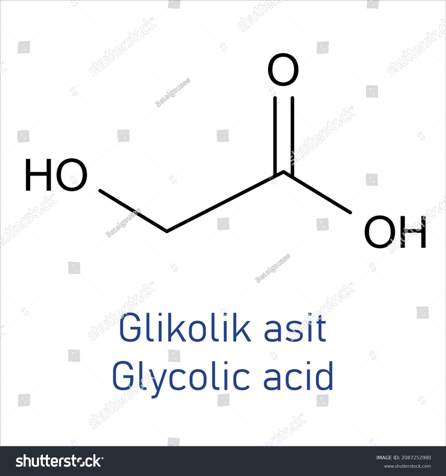 Glycolic Acid Molecule Structure Stock Vector Royalty Free 2087252980