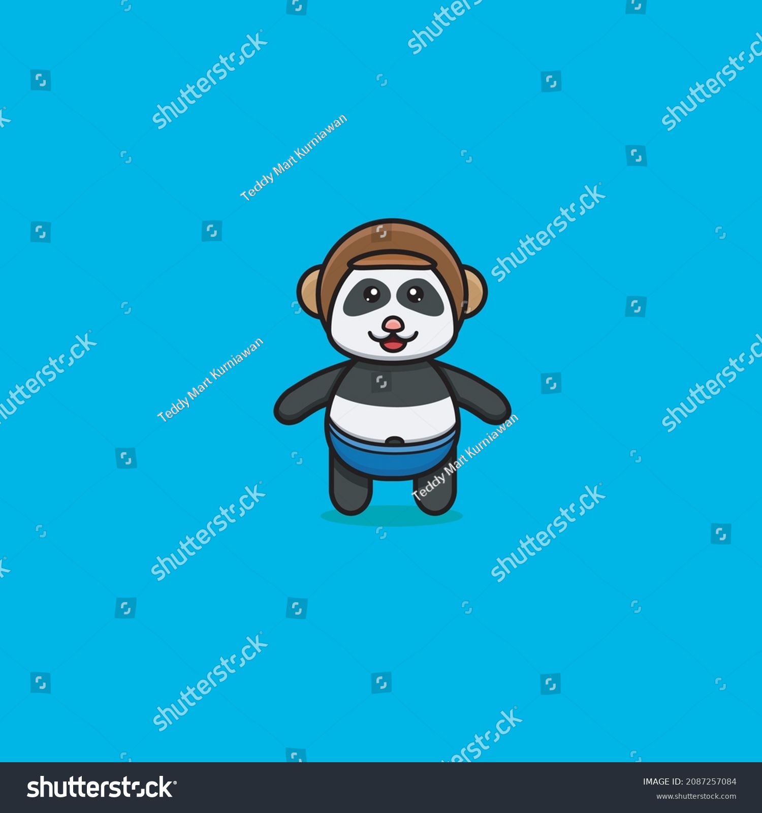 Cute Baby Panda Wearing Helmet Character Stock Vector (Royalty Free ...