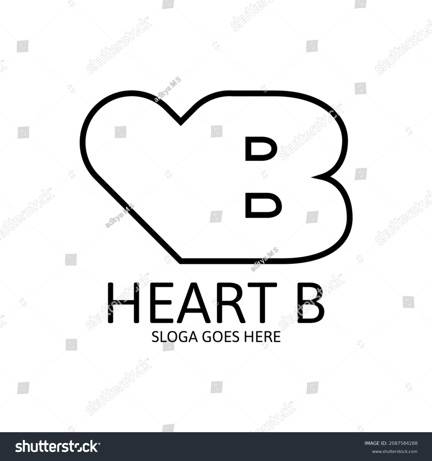 Heart B Logo Design Inspiration Line Stock Vector (Royalty Free ...