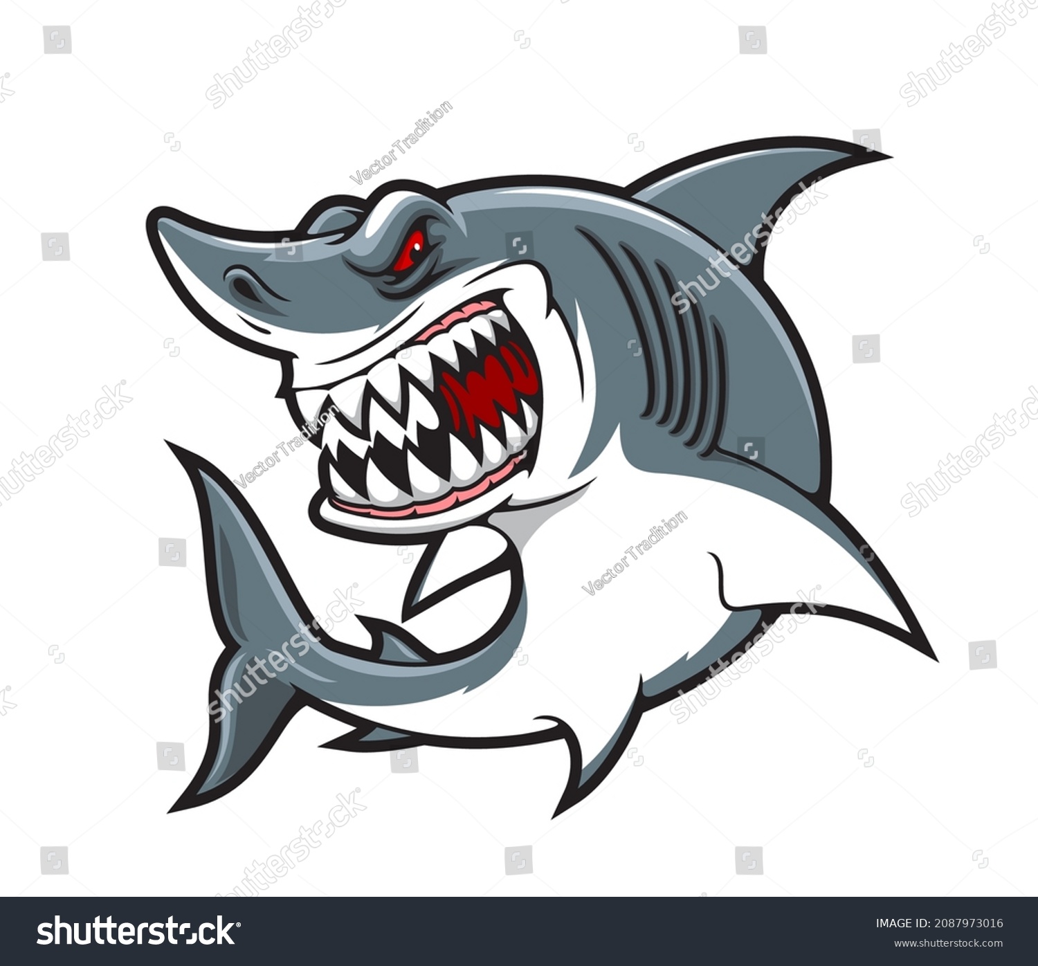 Cartoon Shark Vector Mascot Angry Scary Stock Vector (Royalty Free ...