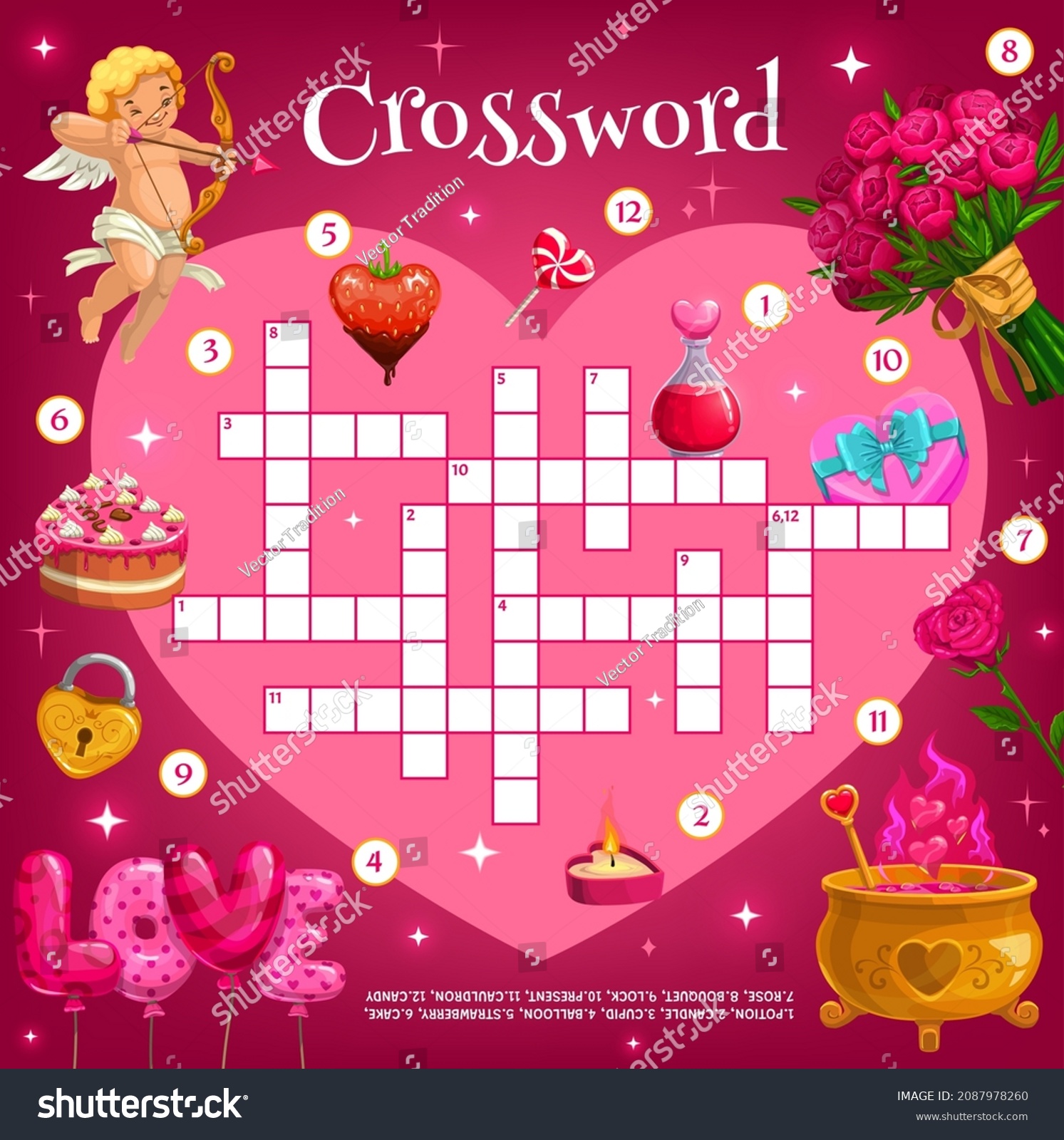 Love Heart Vector Crossword Cake Hearts Stock Vector (Royalty Free
