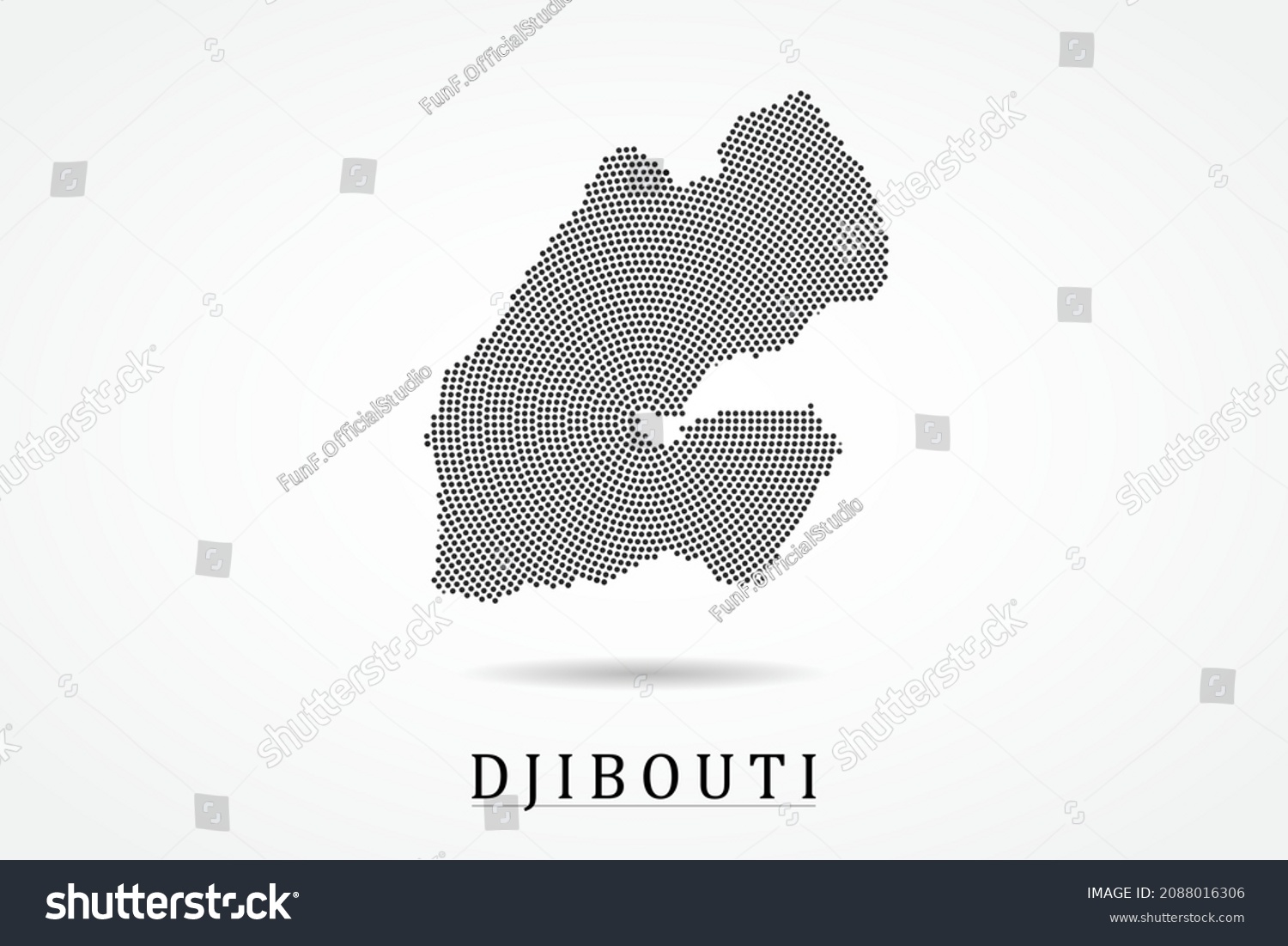 Djibouti Map World Map Vector Template Stock Vector Royalty Free   Stock Vector Djibouti Map World Map Vector Template With Black Dots Grid Grunge Halftone Style Isolated On 2088016306 